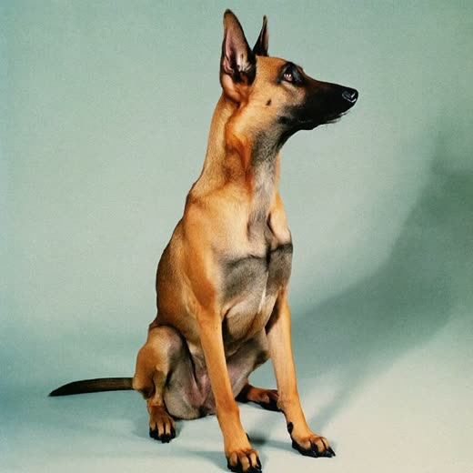 An alert shepherd dog holding a steady sit