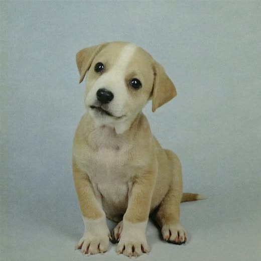 A puppy sitting and looking upward